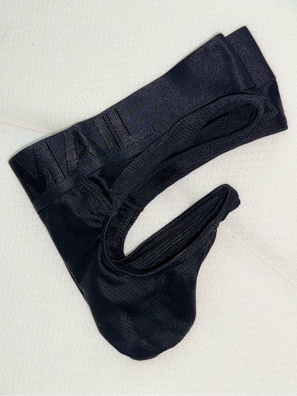 Jockmail Black Men's Large Athletic Jockstrap Thong with Elastic Waistband